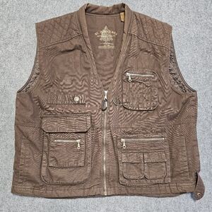 VTG St John's Bay Vest Mens XXL Brown Hunting Fishing Utility Vest Quited Liner